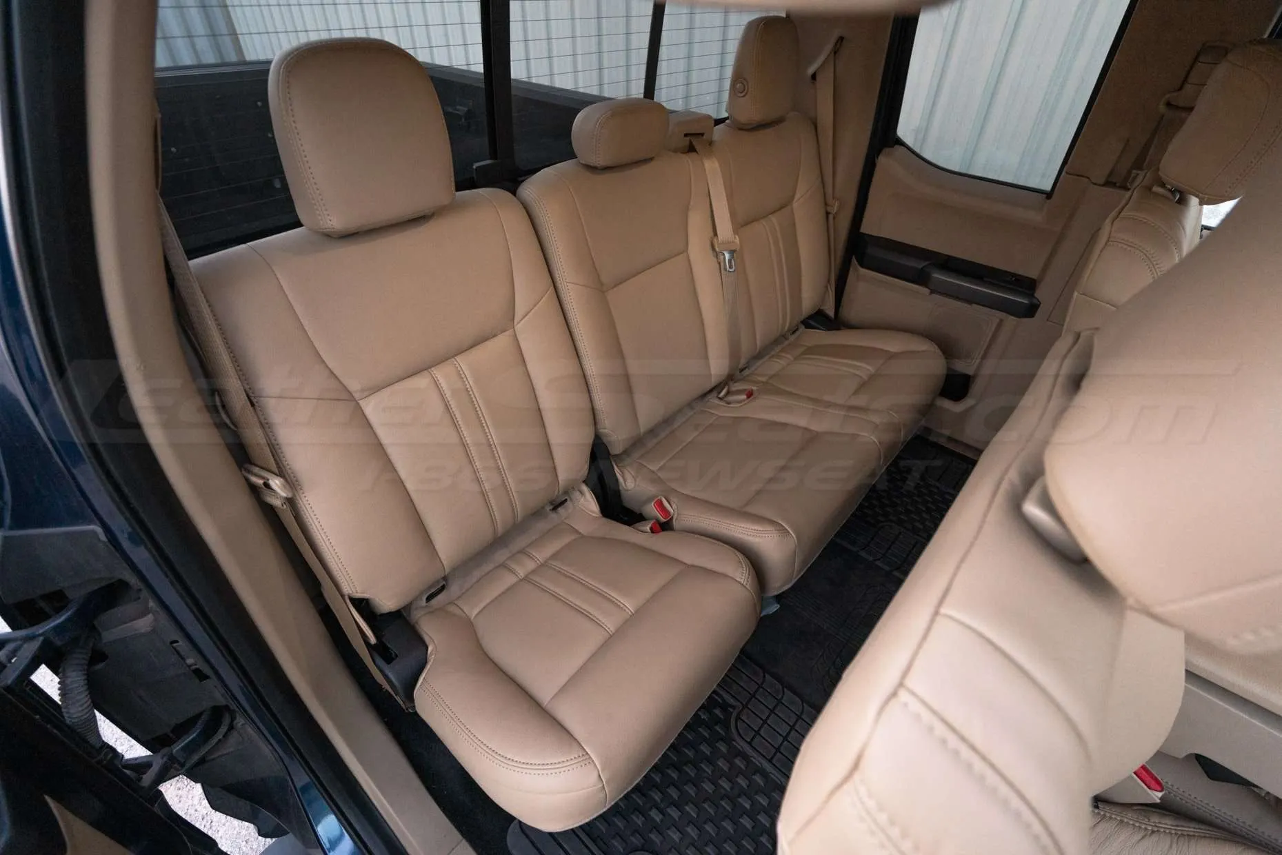 LeatherSeats.com Ford F-150 Bisque leather interior - Rear seats from passenger side