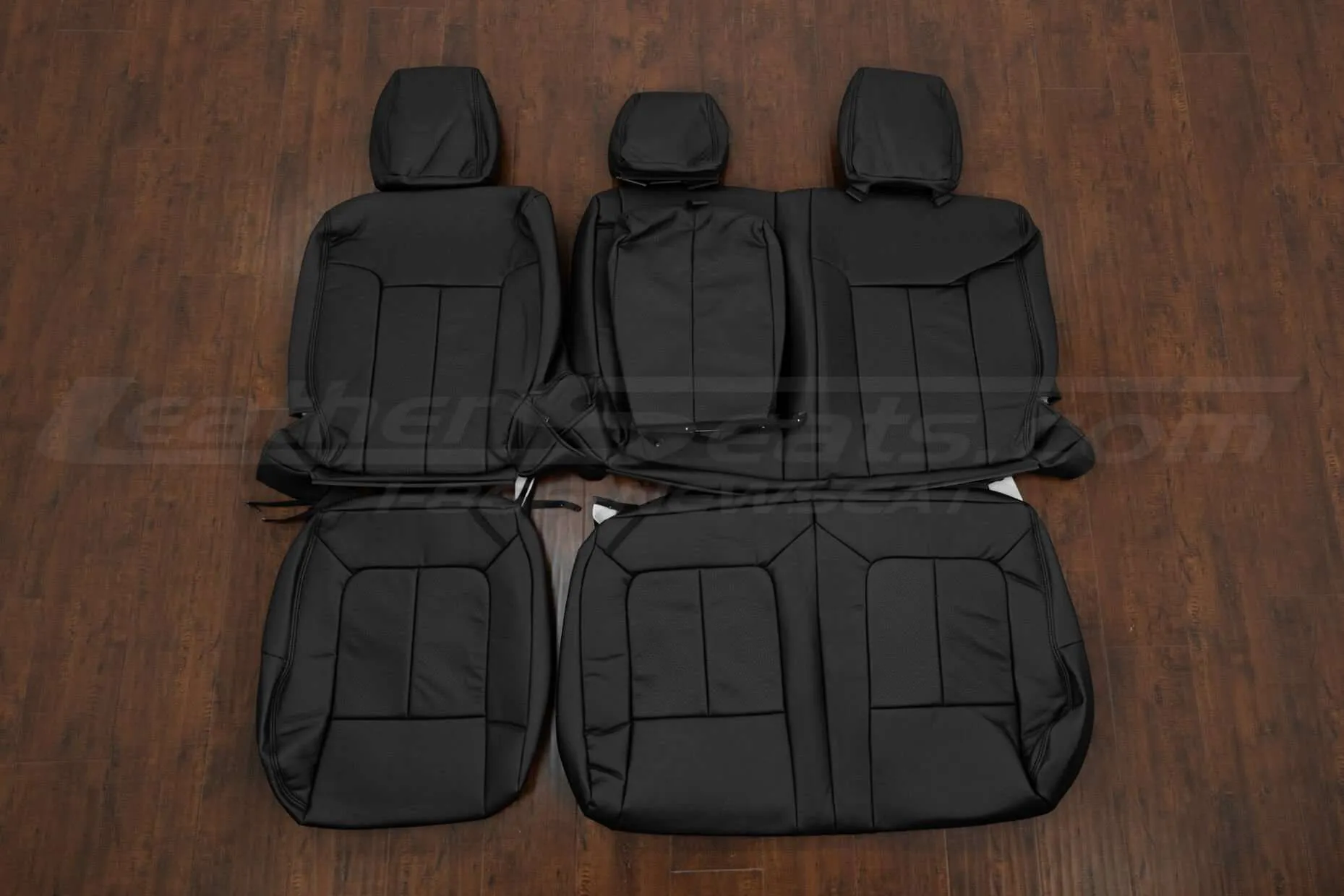 Ford F-250 Leather Seat Kit - Black - Rear seat upholstery w/ Armrest