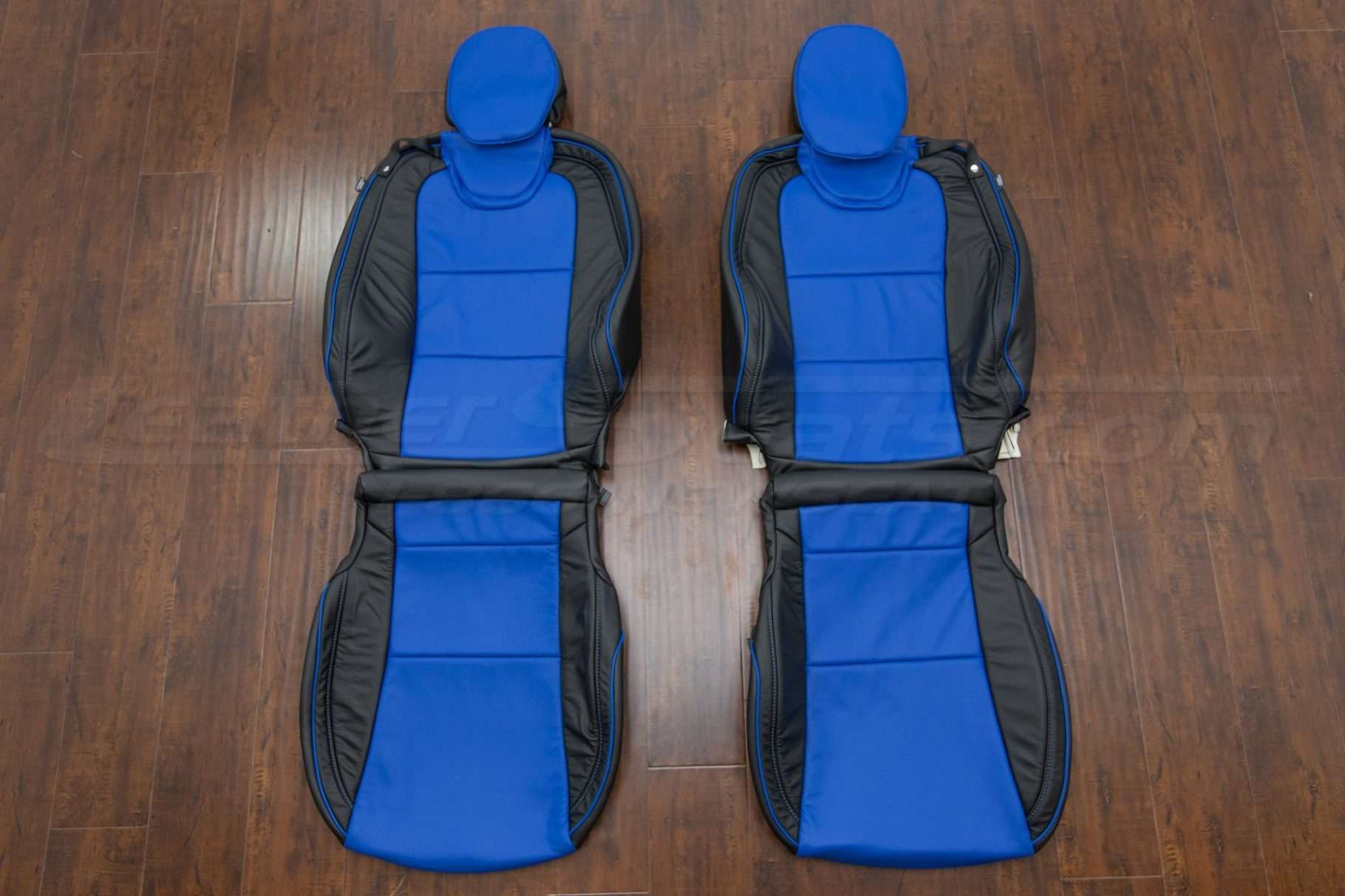 Chevrolet Camaro Leather Seat Kit - Black w/ Cobalt Centers - Front seat upholstery