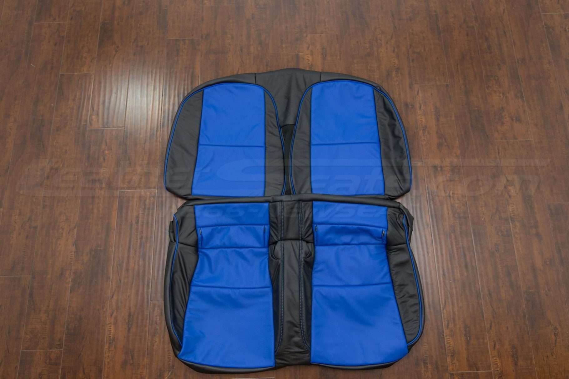 Chevrolet Camaro Leather Seat Kit - Black w/ Cobalt Centers - Rear seat upholstery