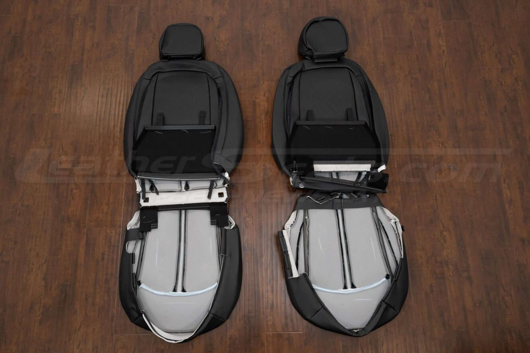 Flipped front seat upholstery