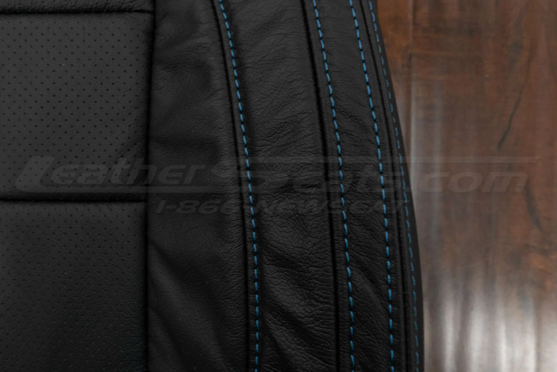 Pacific double-stitching on Black leather