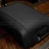 Low side view of Black leather console lid for Ford SuperDuty