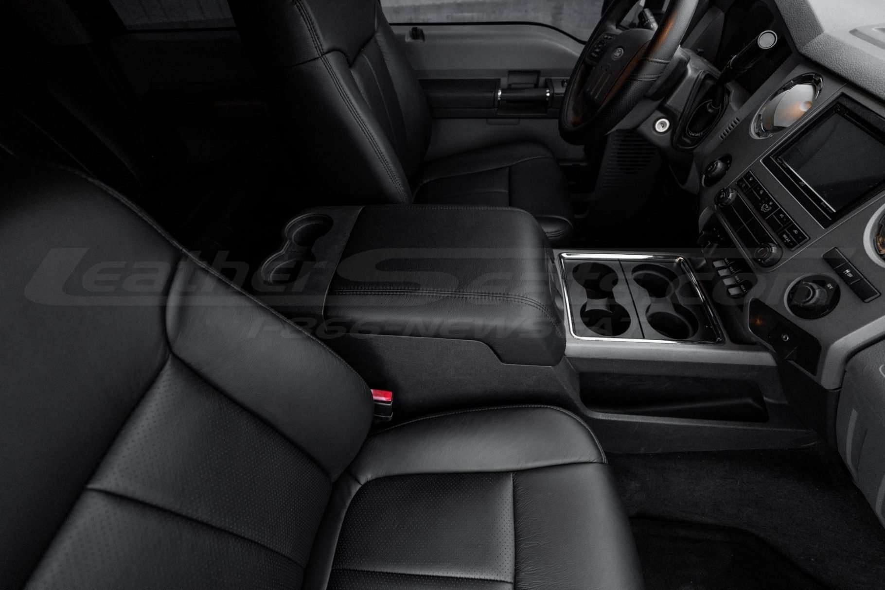 FordSuperDuty with installed leather console lid cover