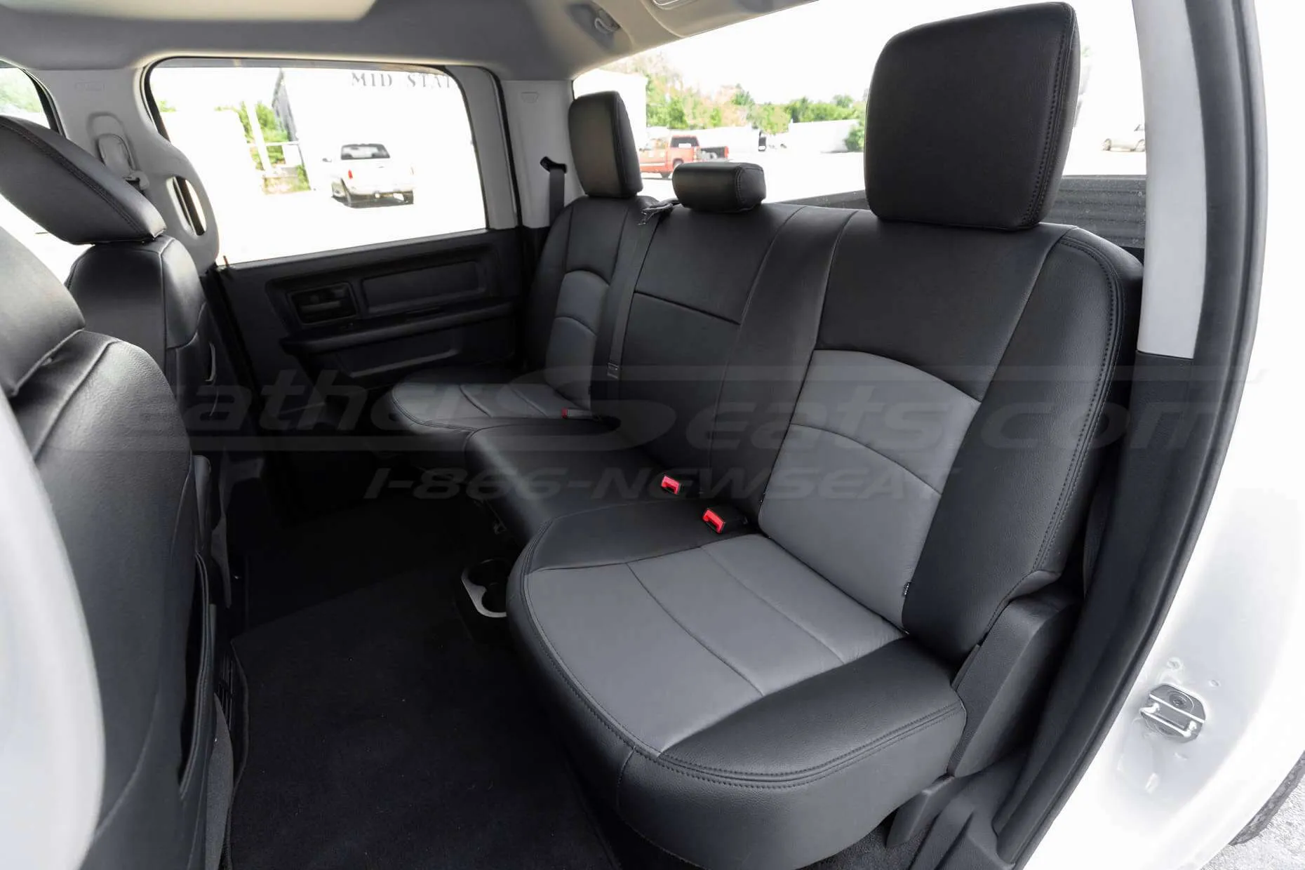 Installed Dodge Ram leather seats installed - Rear seats from driver side
