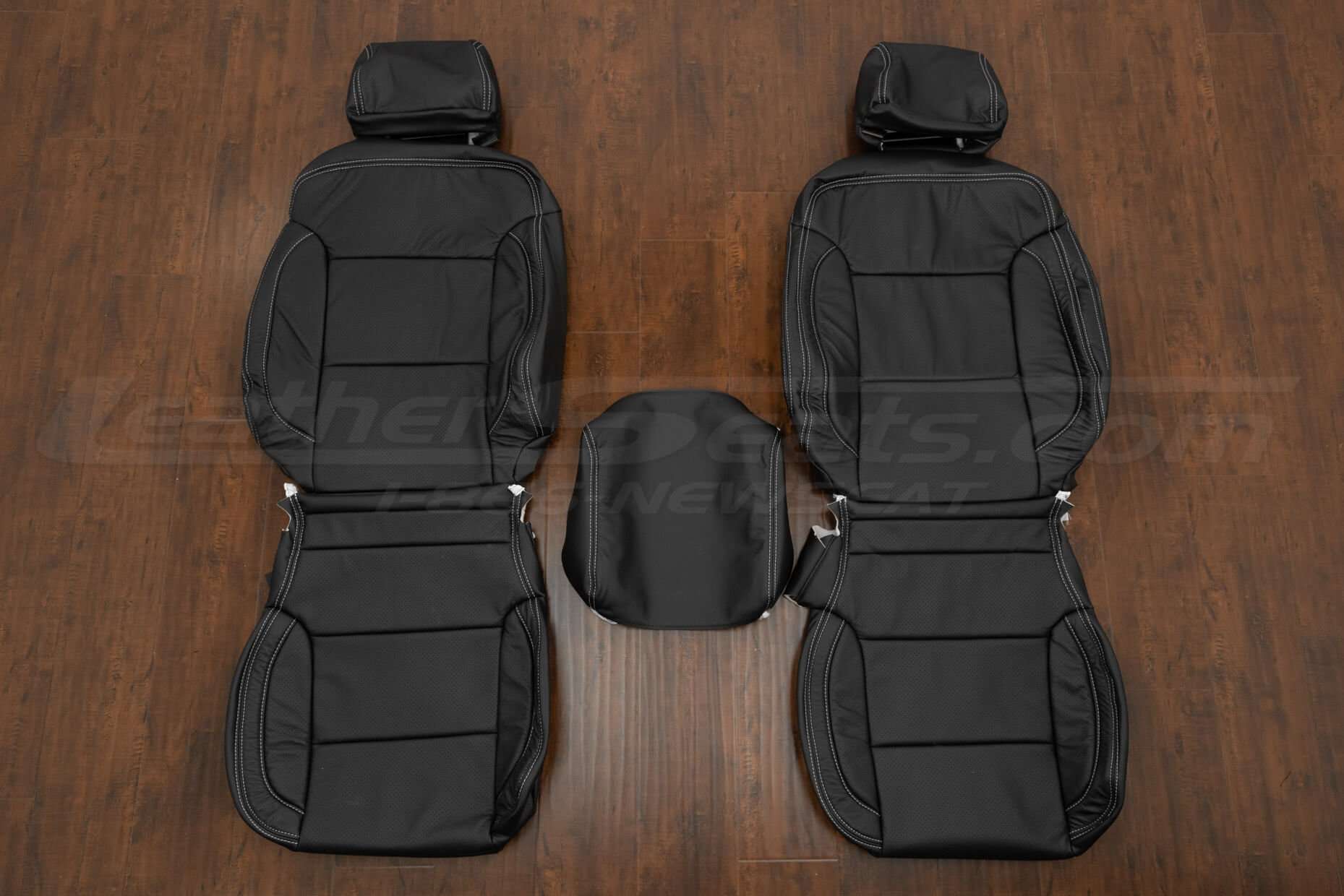 2015 GMC Yukon SUV Leather Seat Uphosltery Kit - Black - Front seat upholstery iwith console lid cover