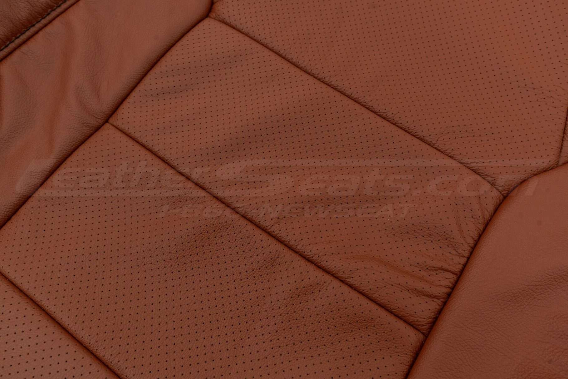 Backrest leather texture and perforation close-up