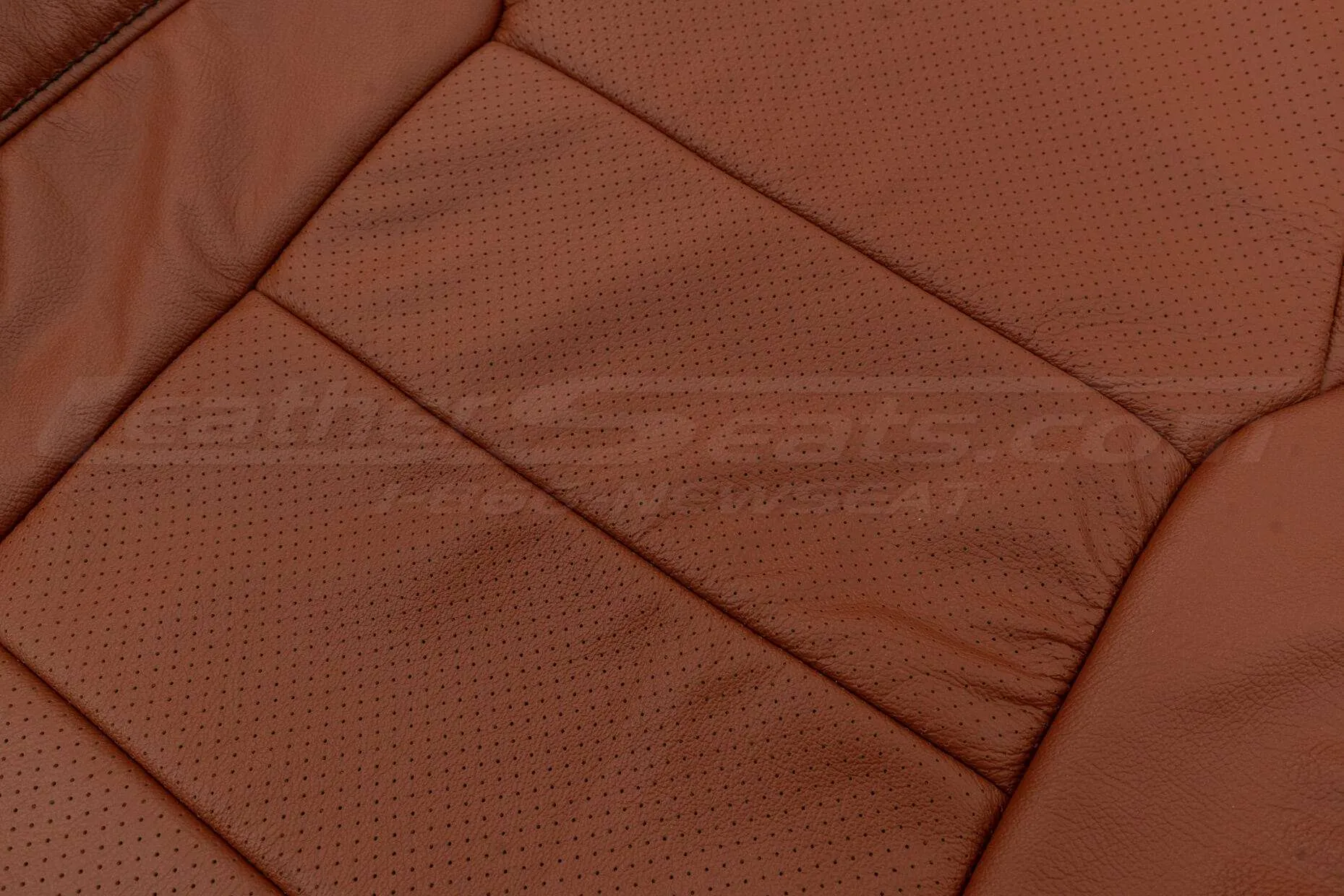 Backrest leather texture and perforation close-up