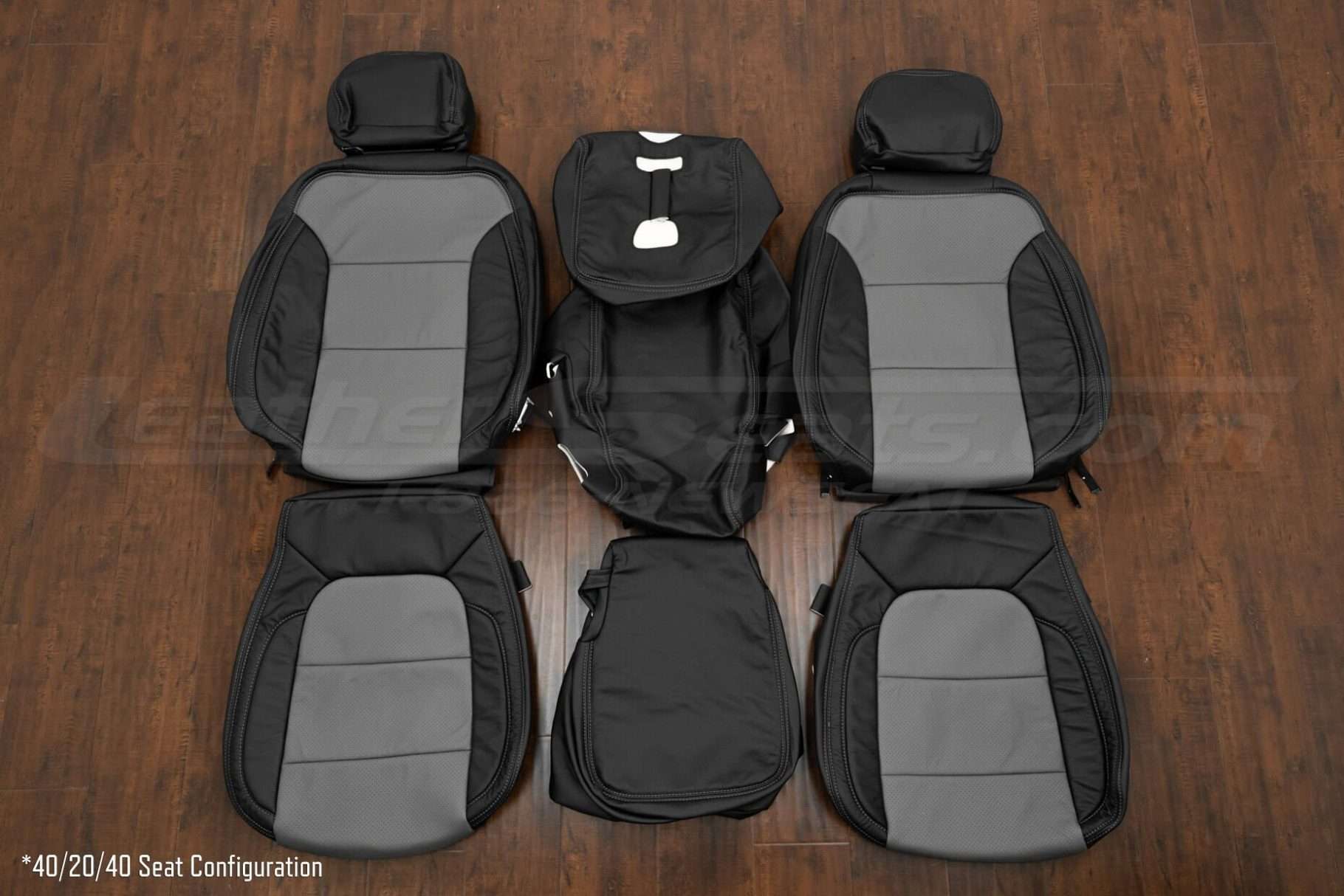 2023 Chevrolet Silverado Leather Seat Interior Kit - Black/Light Grey - Front seat upholstery in 40/20/40