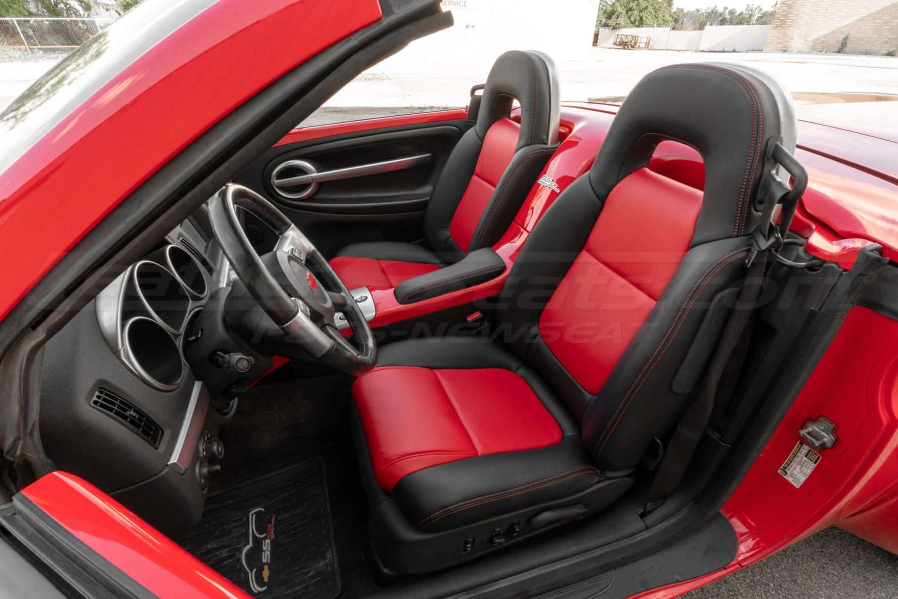 2003-2008 Chevrolet SSR with installed Black and Bright Red leather seats