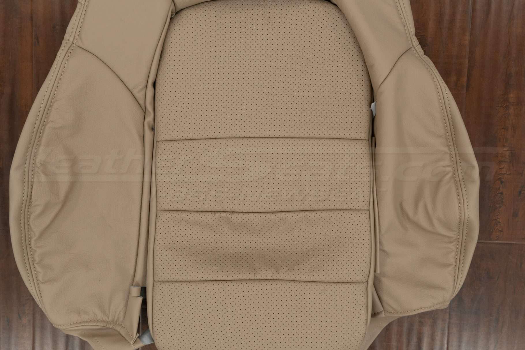 Perofrated Section of leather backrest upholstery