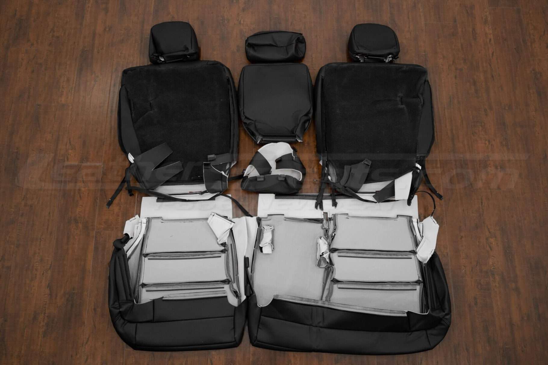 Back view of rear seat upholstery and armrest