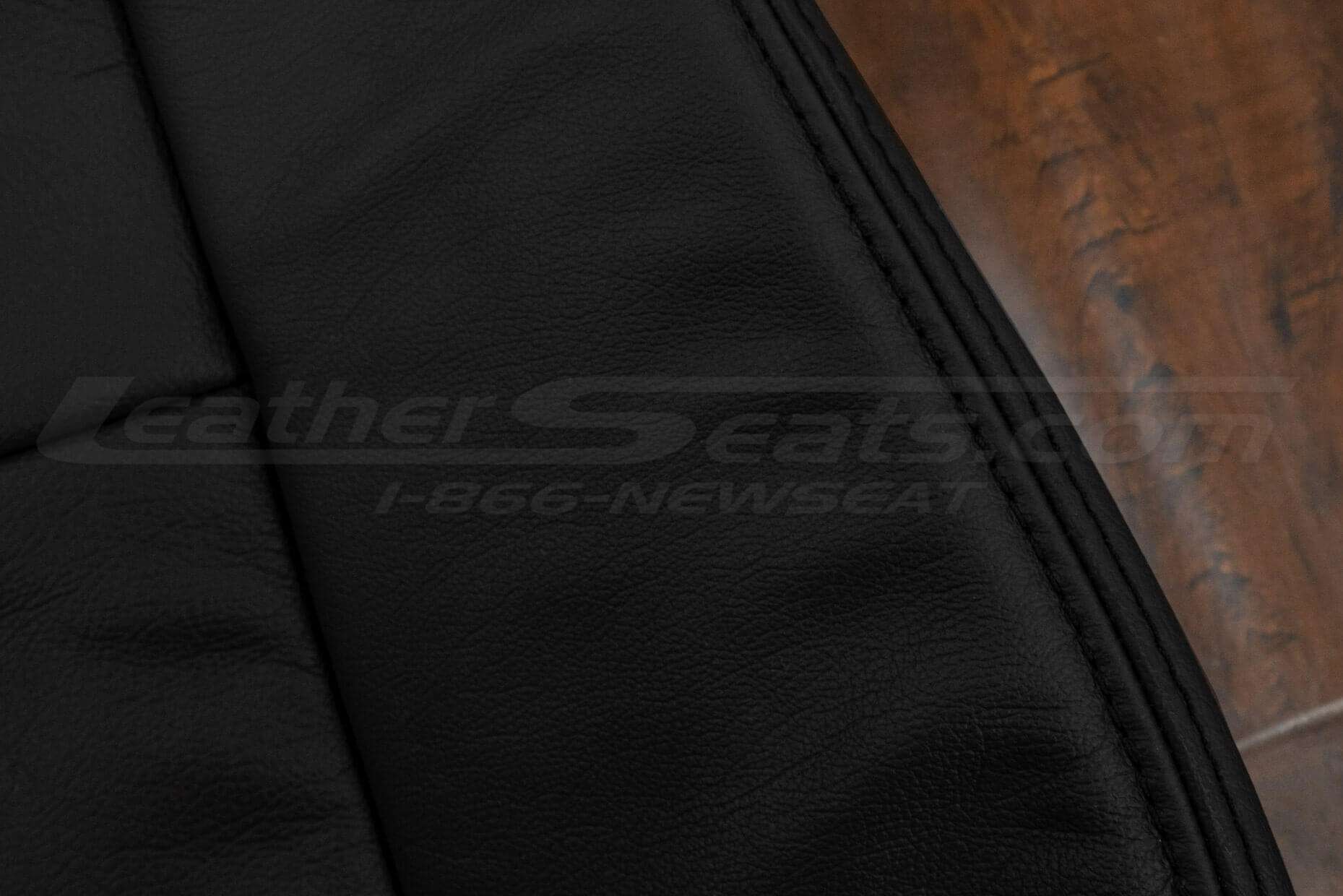Black matching double stitching on leather upholstery
