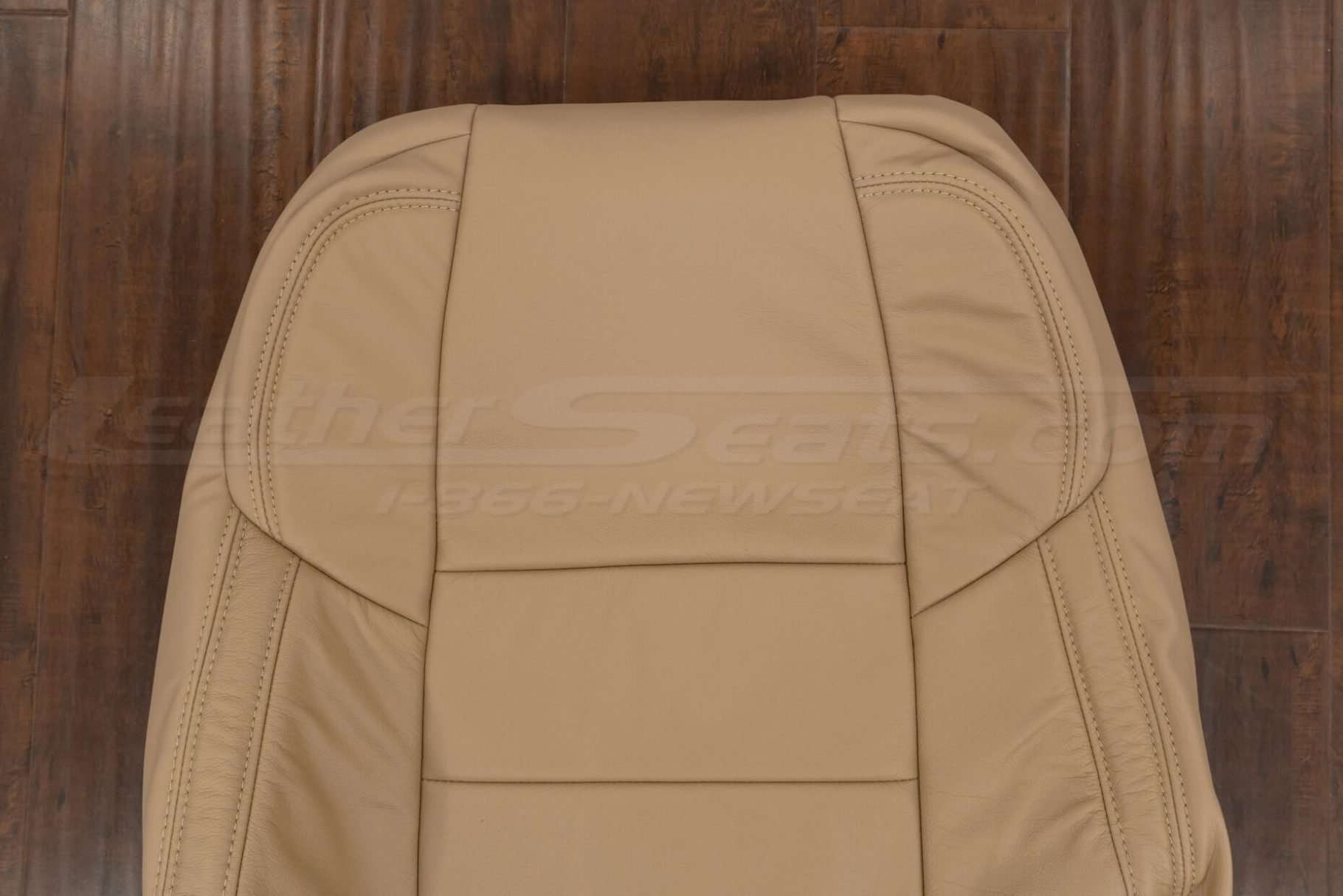 Upper section of leather backrest upholstery