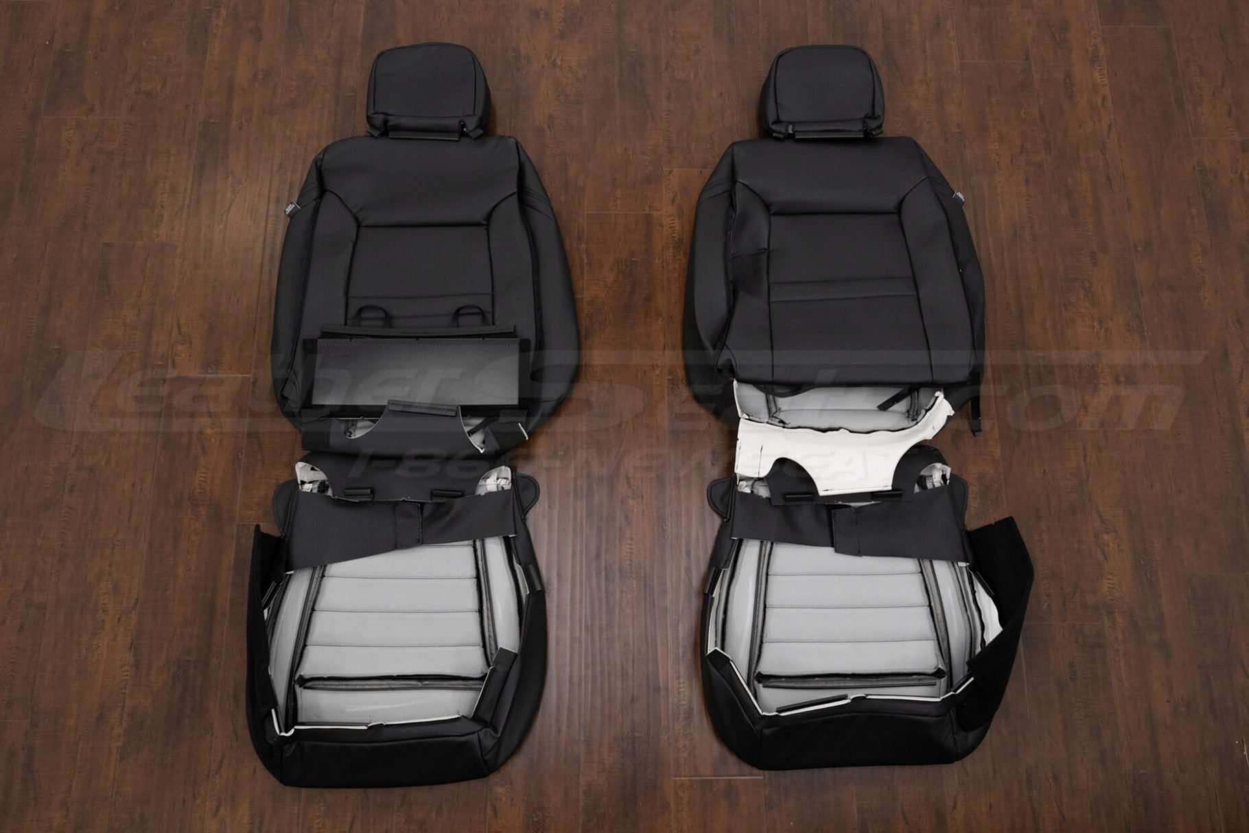 Back view of front seat upholstery