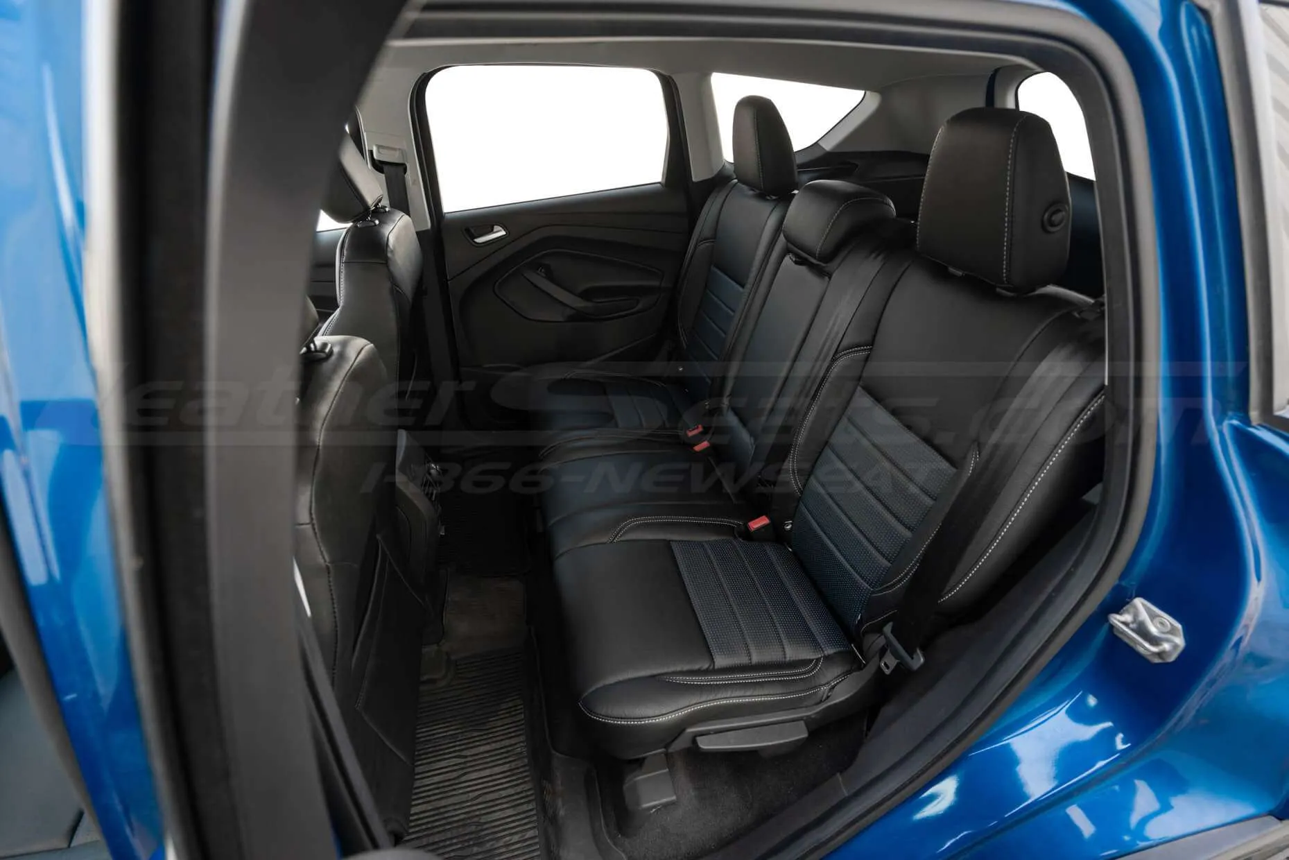 2017-2019 Ford Escape with Installed Black and Piazza Blue leather seats - Rear seatss from driver side