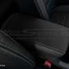Leather console lid cover in black with frost stitching