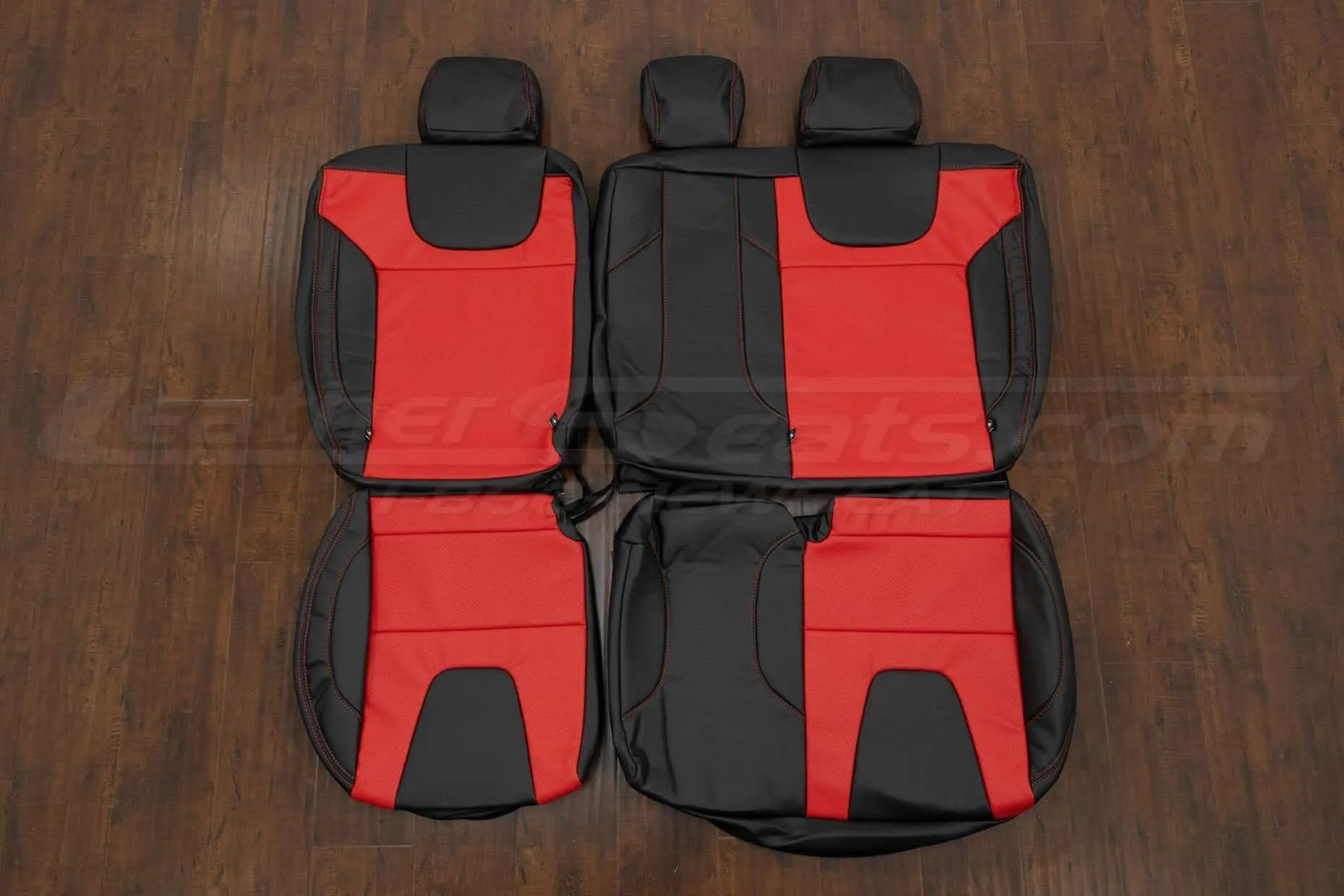2018 Ford Focus Leather Seat Kit in Black & Bright Red - Rear seat upholstery