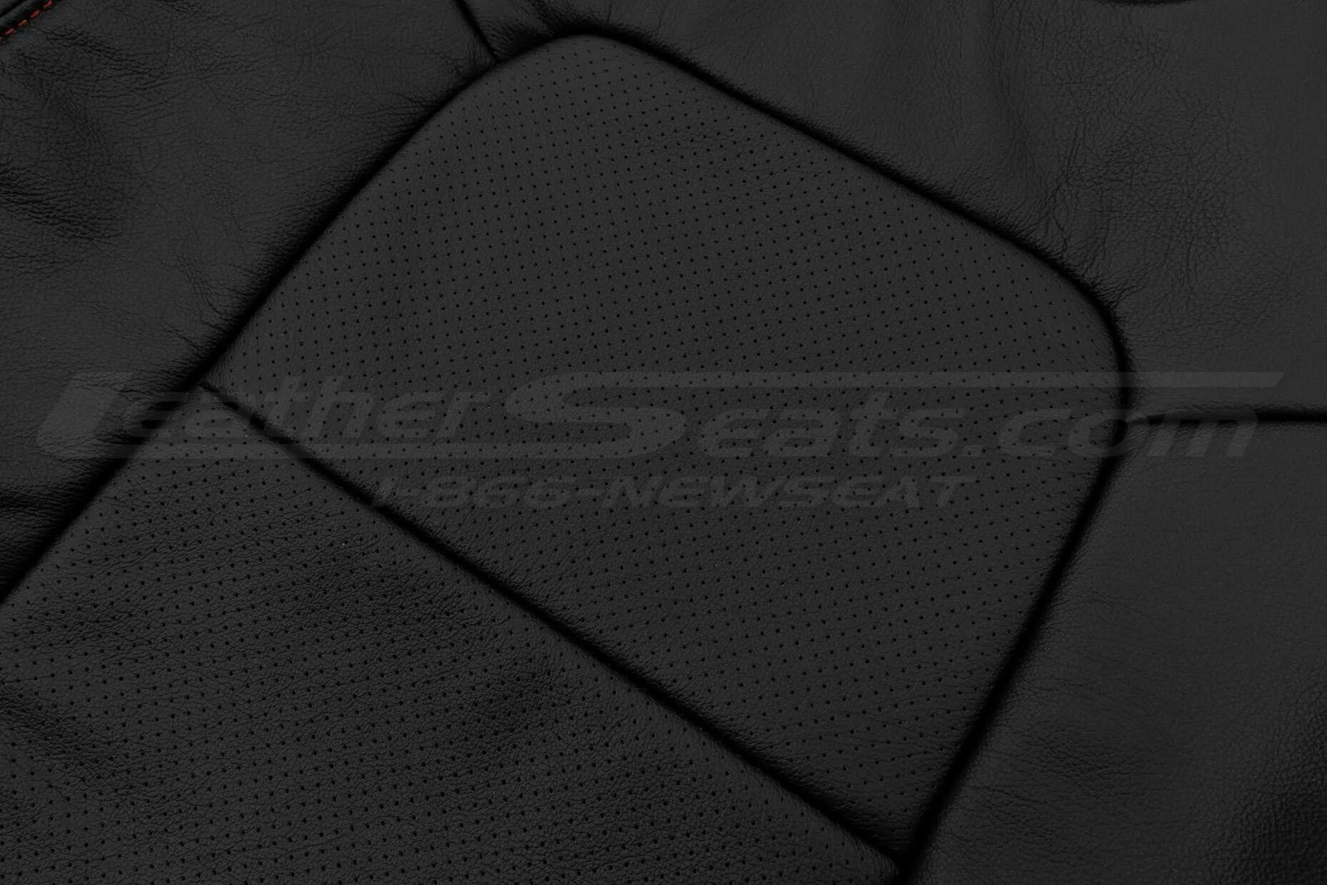 Backrest upholstery leather texture and perforation close-up