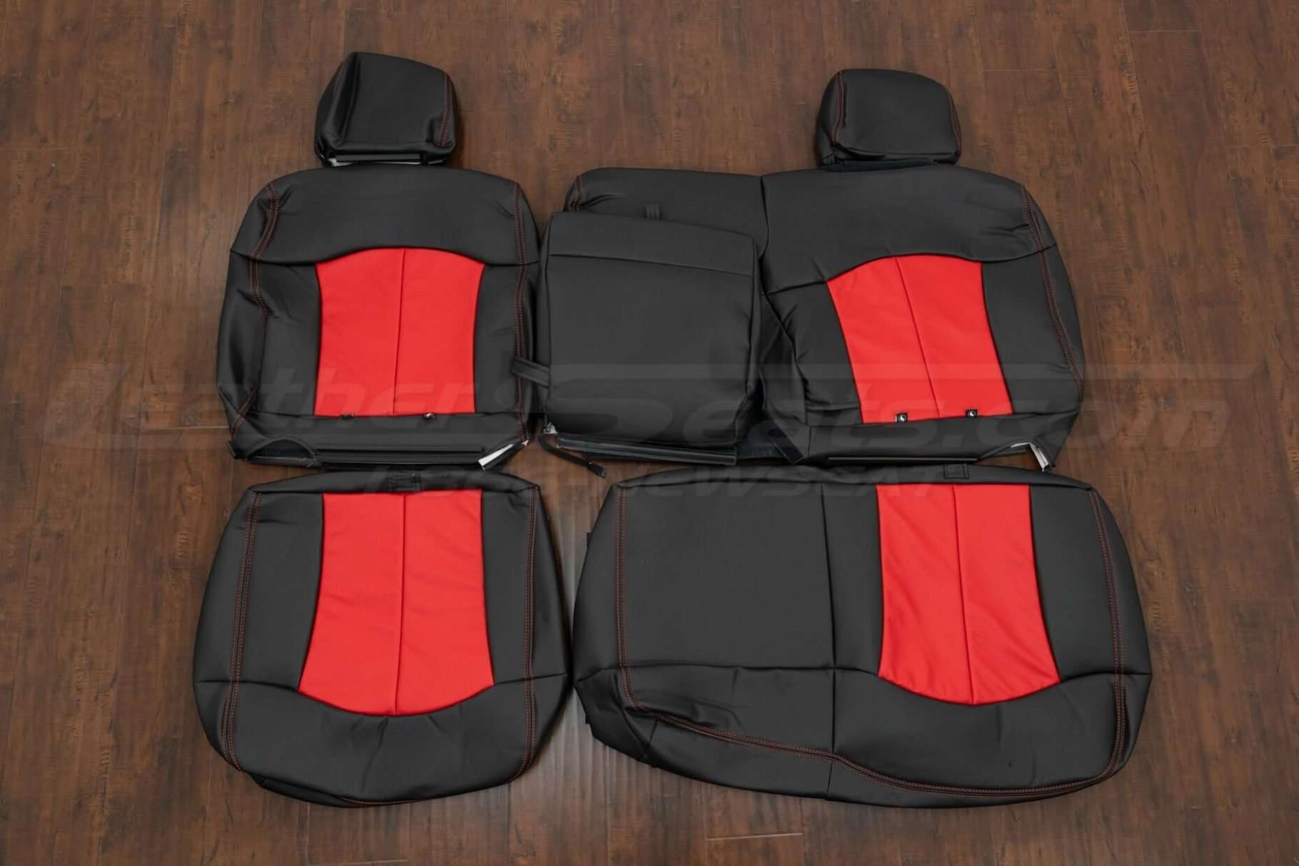 Black and Bright Red rear seat upholstery for Chevy Tahoe