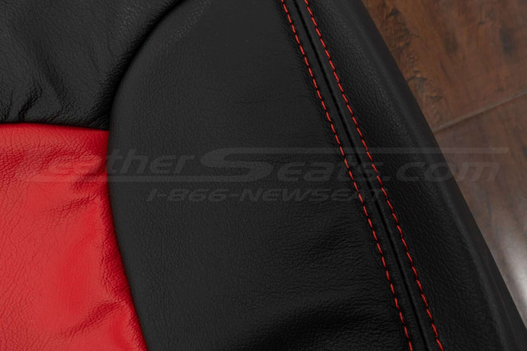 Double-stitching in Bright Red