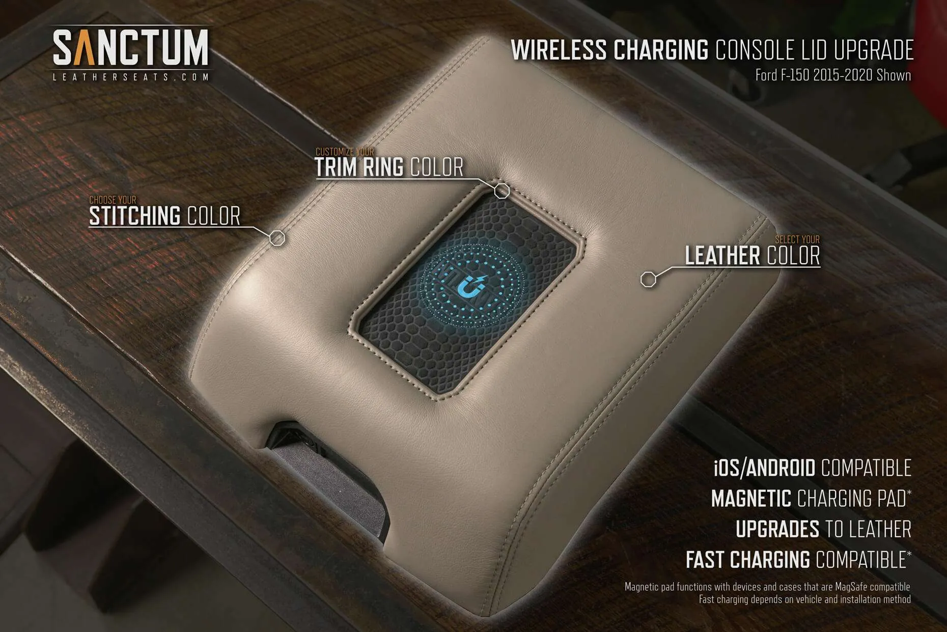 Ford F-150 2015-2020 Sanctum Wireless Charging Console Features