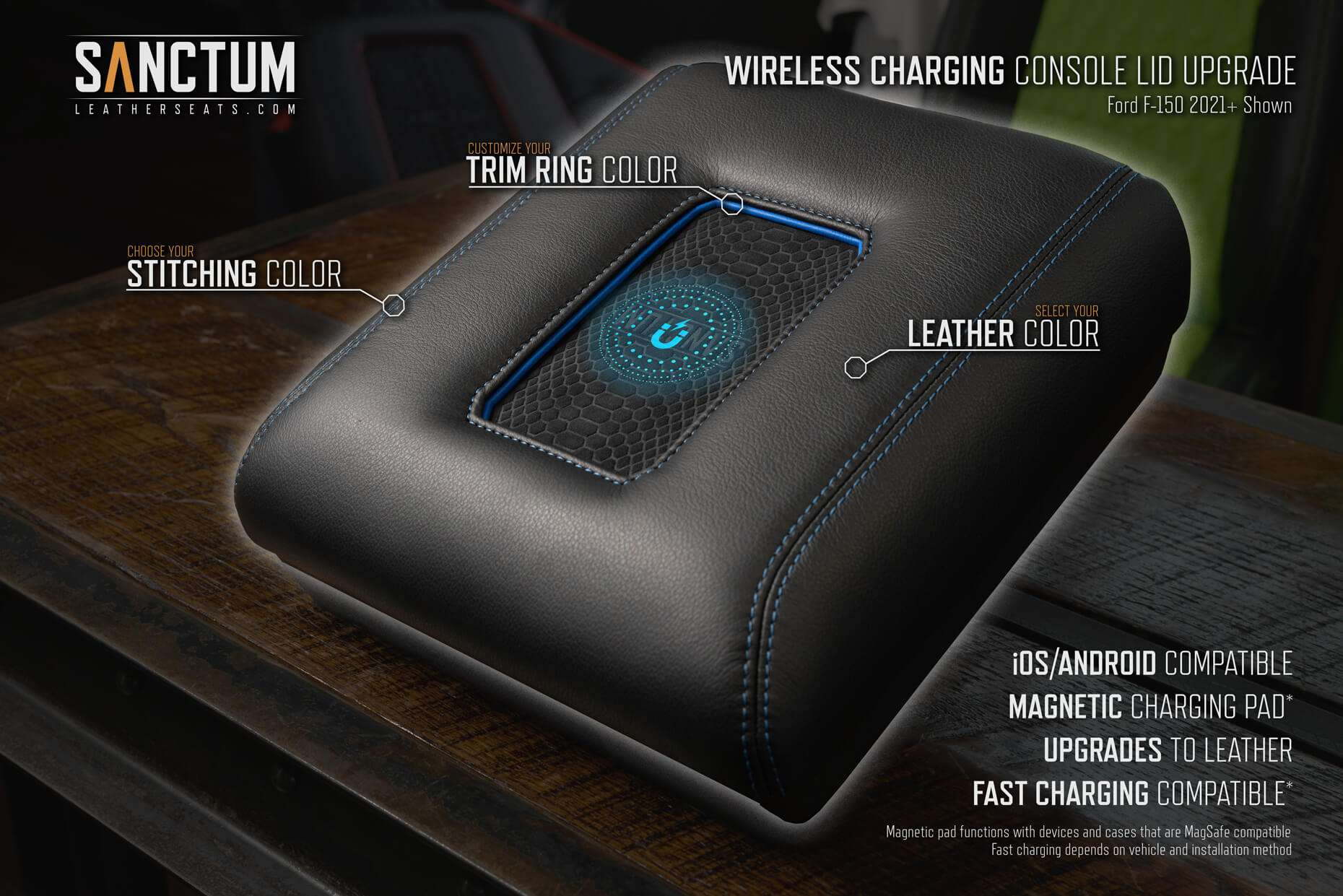 Ford F-150 21+ Sanctum Wirleess Charging Console Features