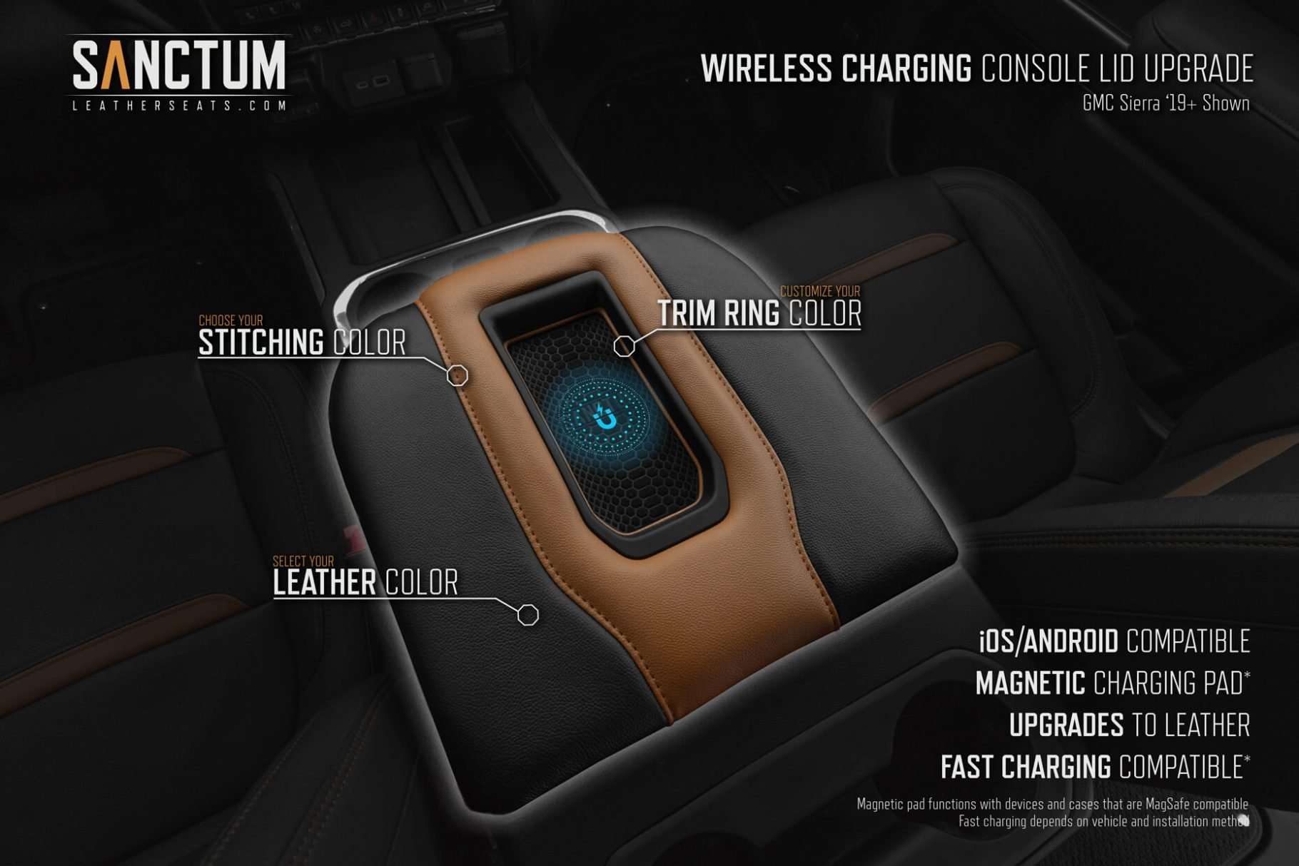 GMC Sierra 2019+ Sanctum Wireless Charging Console Features