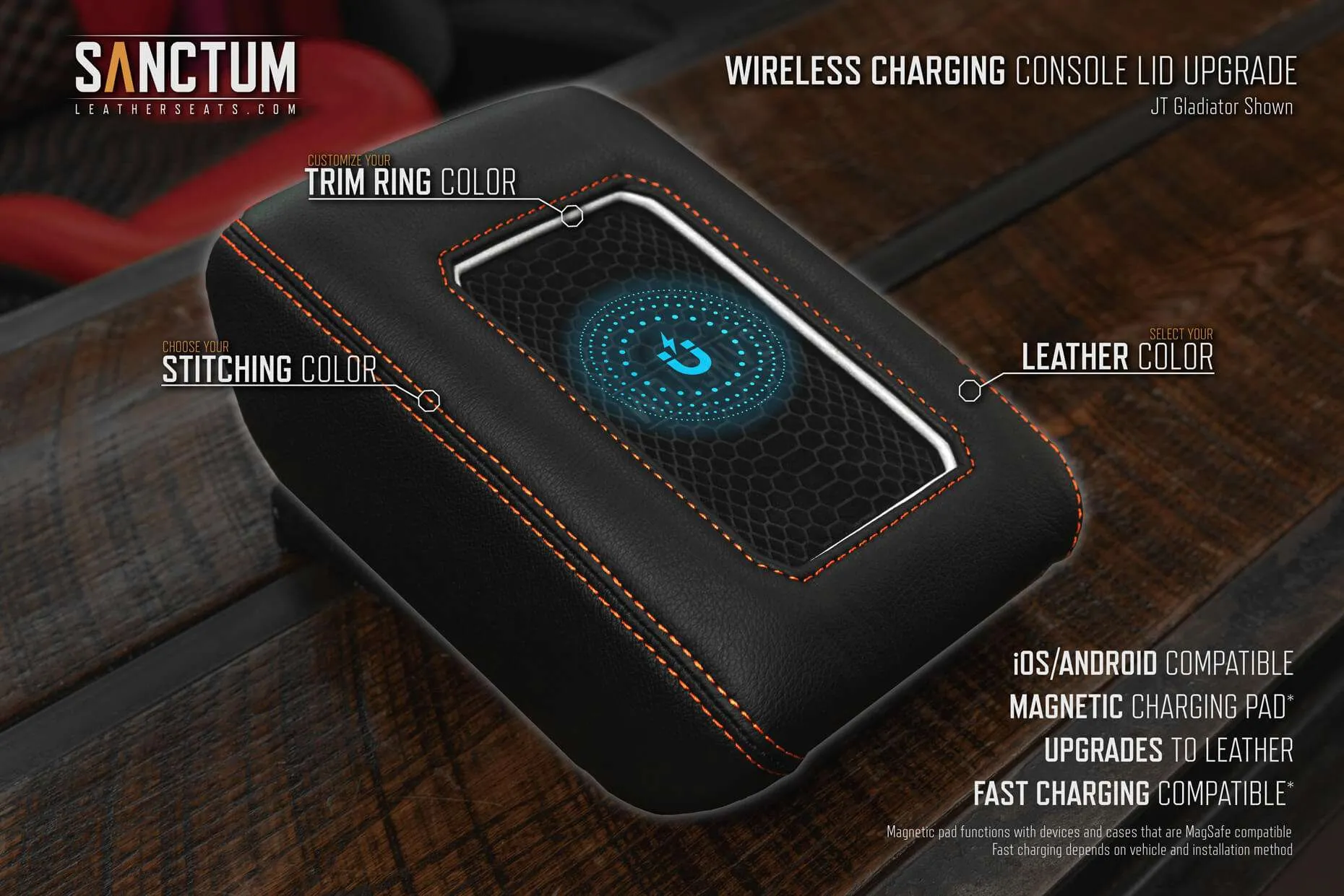 Jeep JT Gladiator Sanctum Wireless Charging Console Features