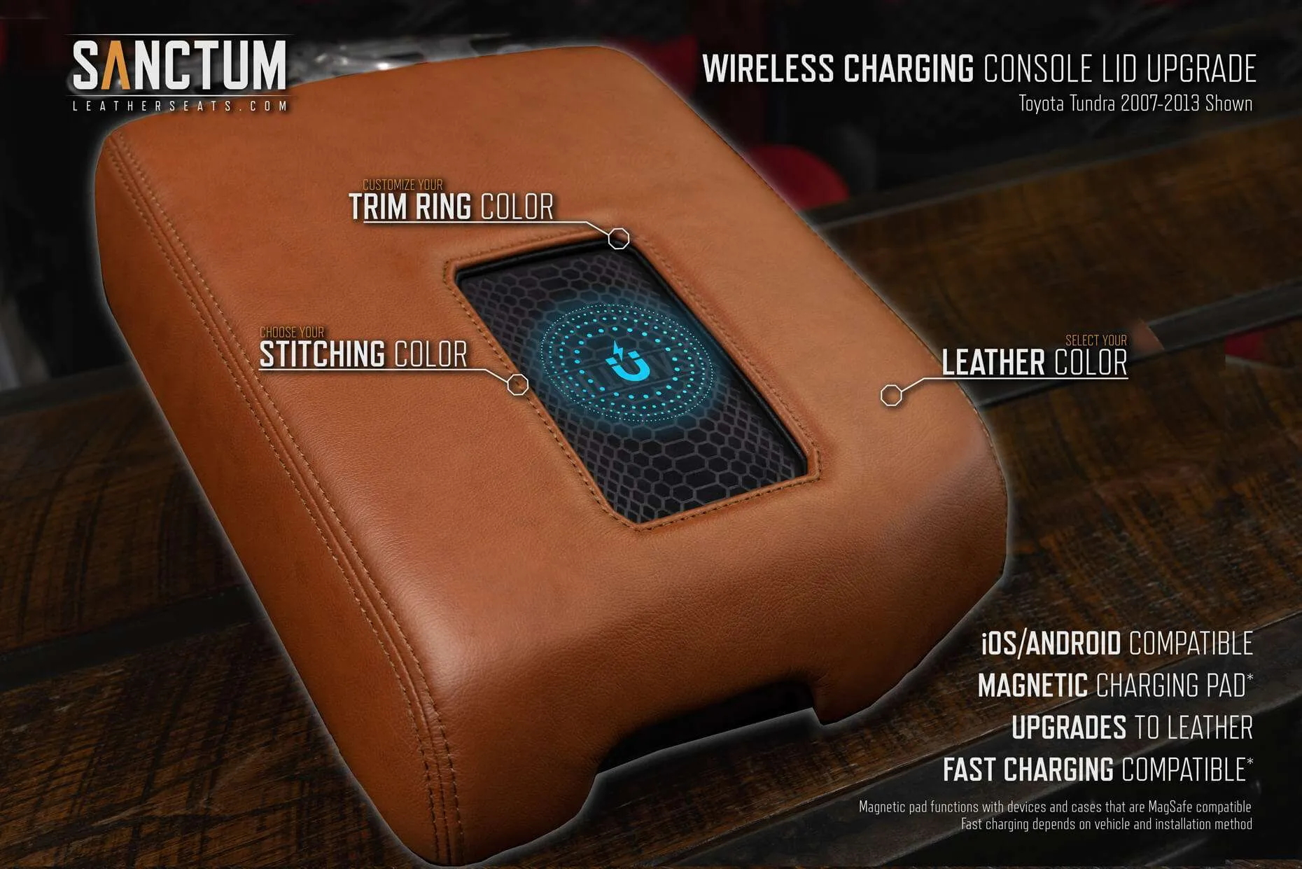Toyota Tundra '07-13 Sanctum Wireless Charging Console Features