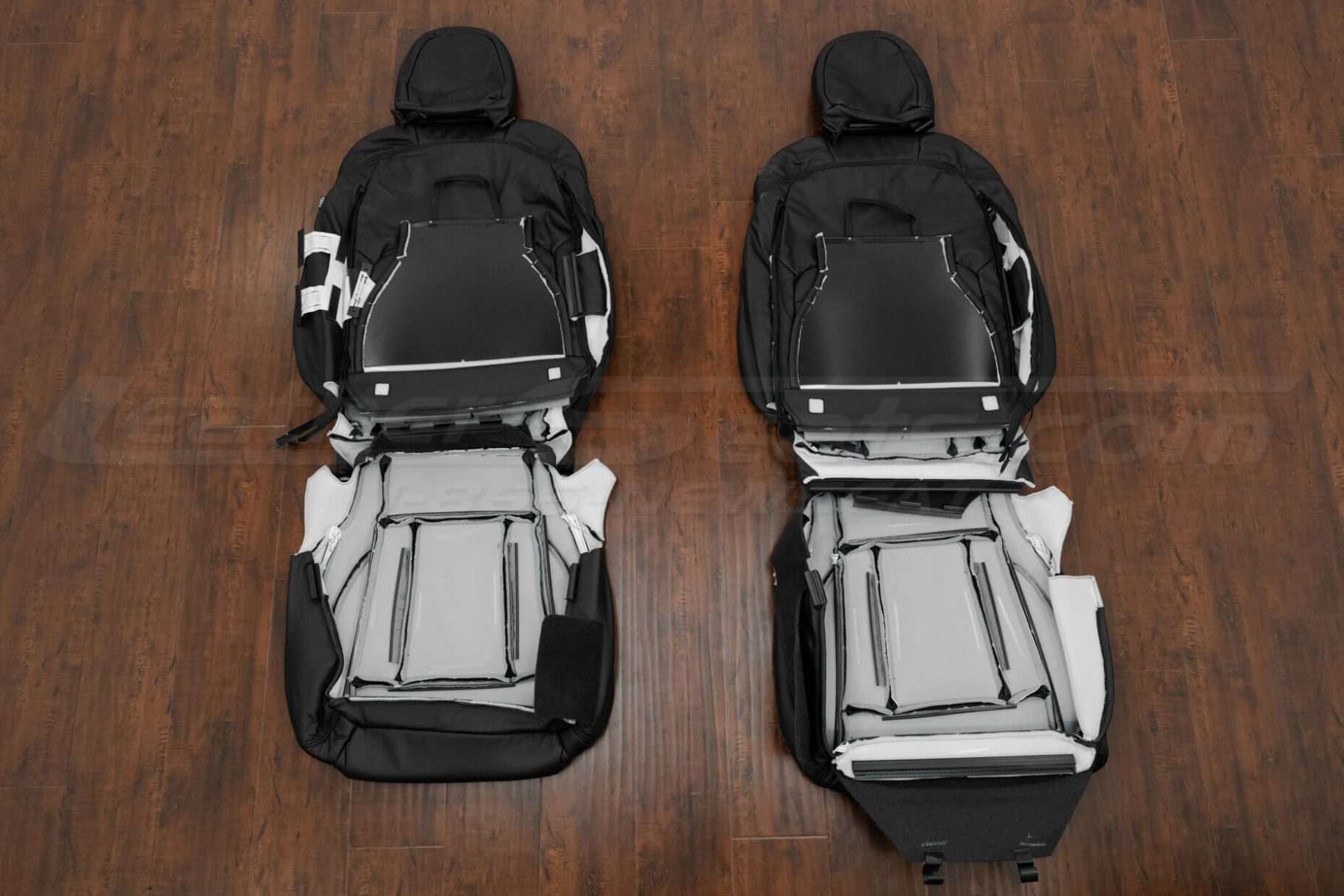 Front seat upholstery flipped