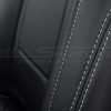 Black leather with contrasting silver double-stitching