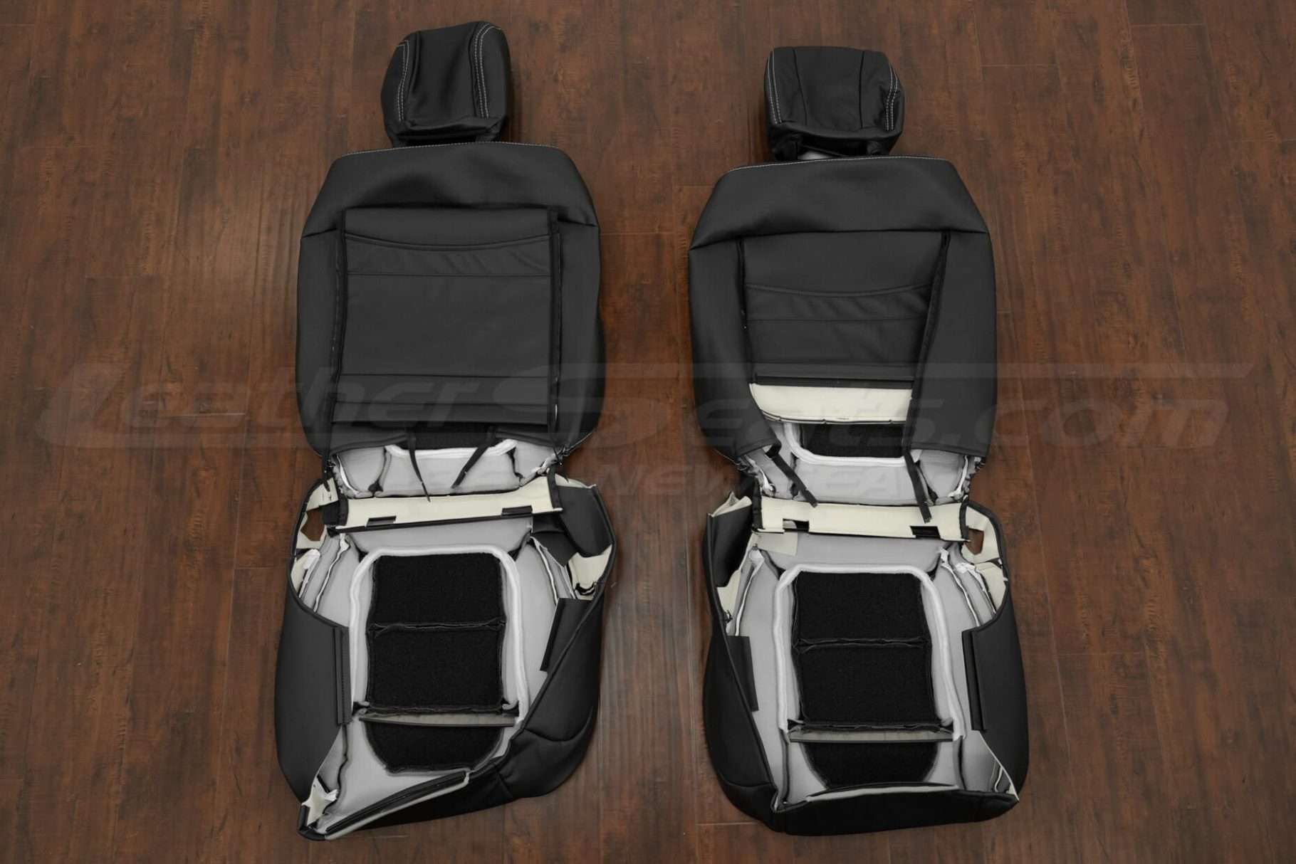 Back view of front seat upholstery with reticulated backing foam