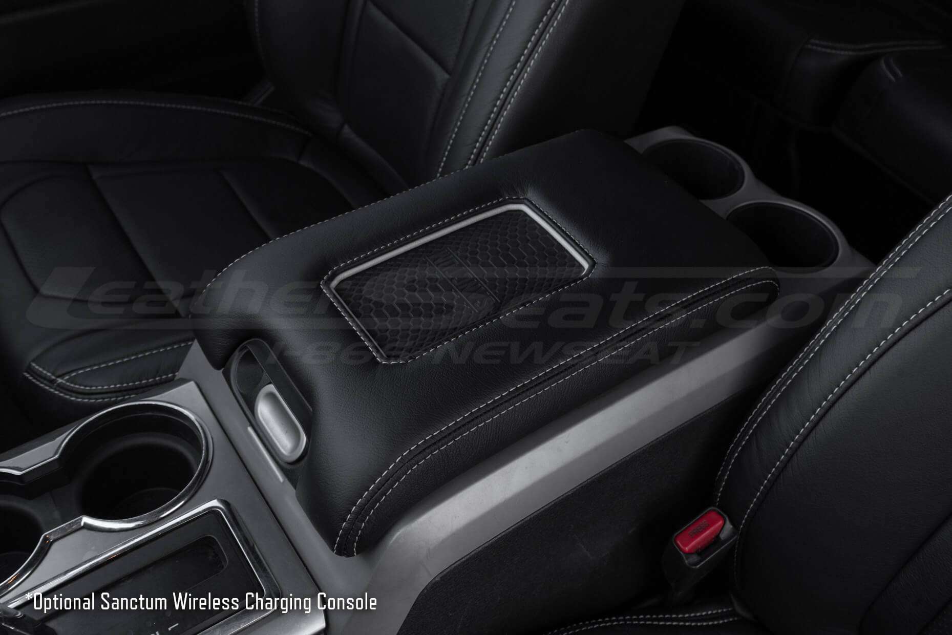Leather Phone Charging Console in Black for Ford Raptor