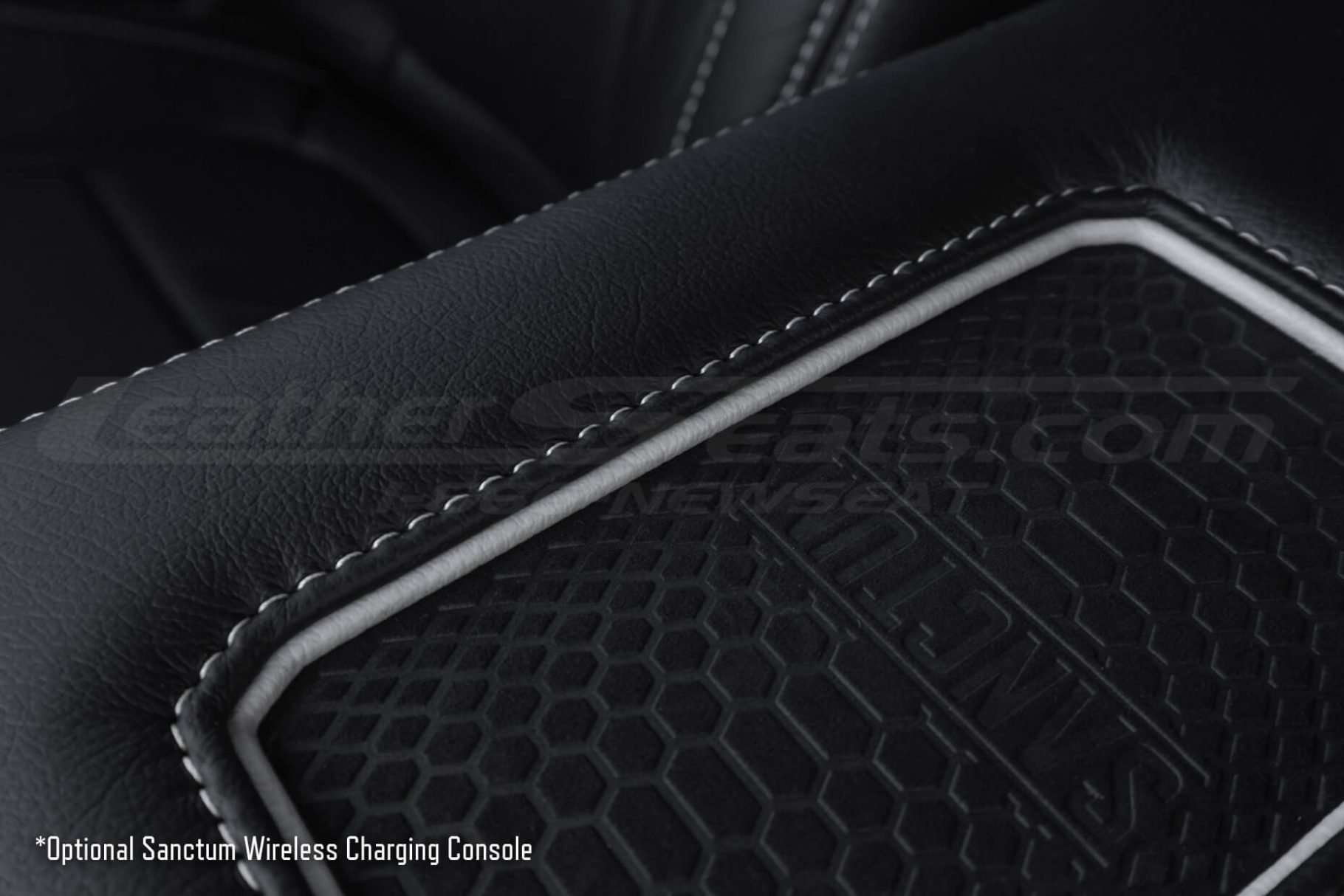 Close-up of Trim ring, stitching and leather texture