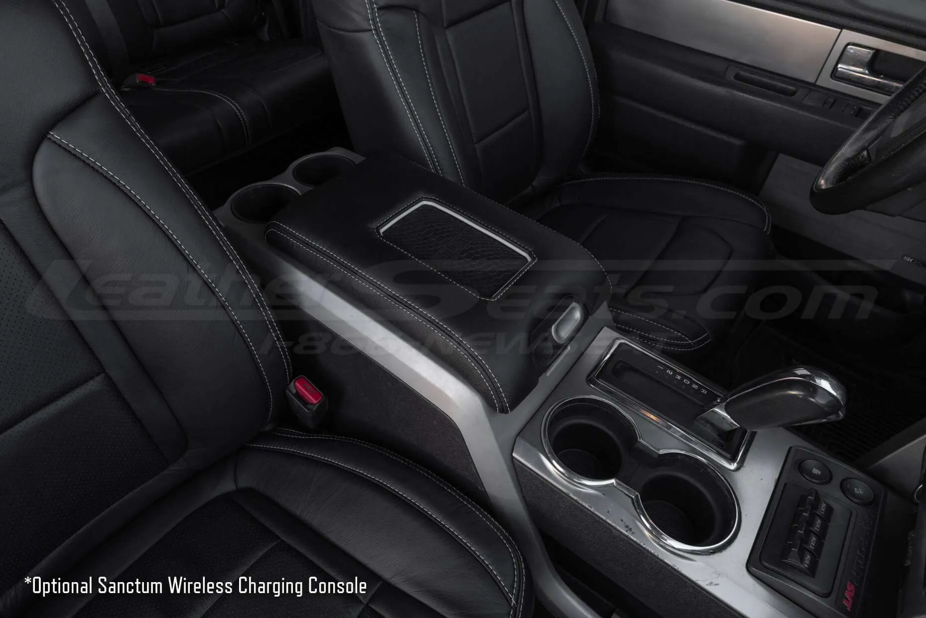 Passenger side wide angle of Sanctum Wireless Charging Console