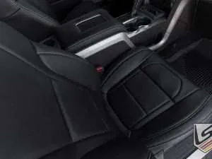 Top down view of Black leather seats with insert perforation - LS Gallery