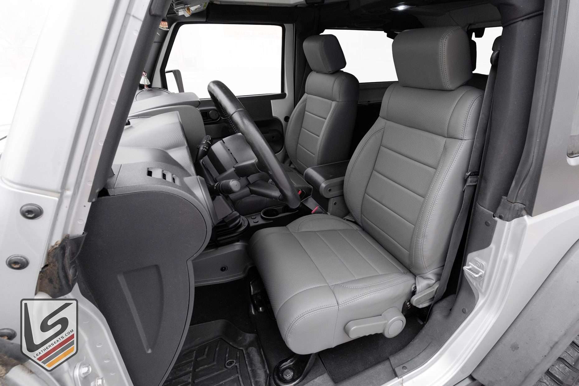 2007-2010 Jeep Wrangler JK with Light Grey leather seats and matching Light Grey stitching - LS Gallery
