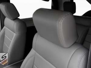 Jeep Wrangler Leather headrest and double-stitching close-up. - LS Gallery