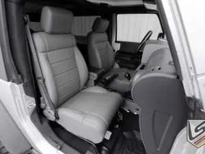 Jeep Wrangler JK with installed Perforated Light Grey leather seats - front passenger - LS Gallery