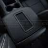 Close up of leather wireless charging center console