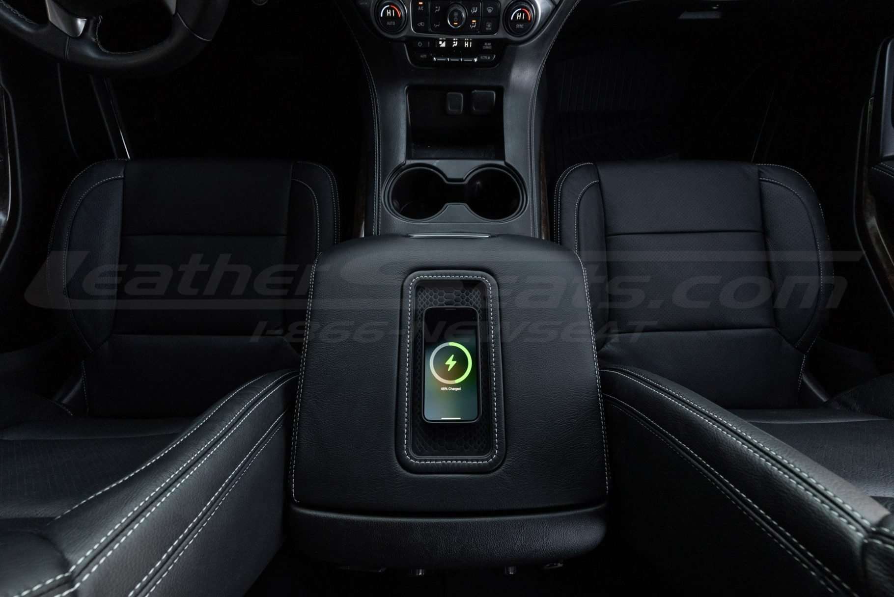 Top-Down view of Wireless Charging Pad with phone charging