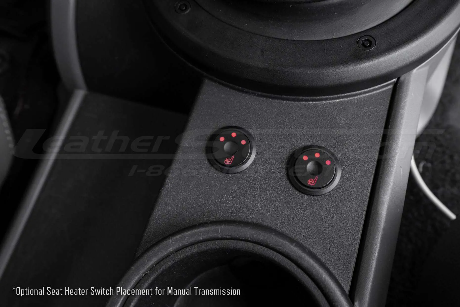 Optional Seat Heater Switch Placement for Manual Transmission Jeep Wrangler - Close-up