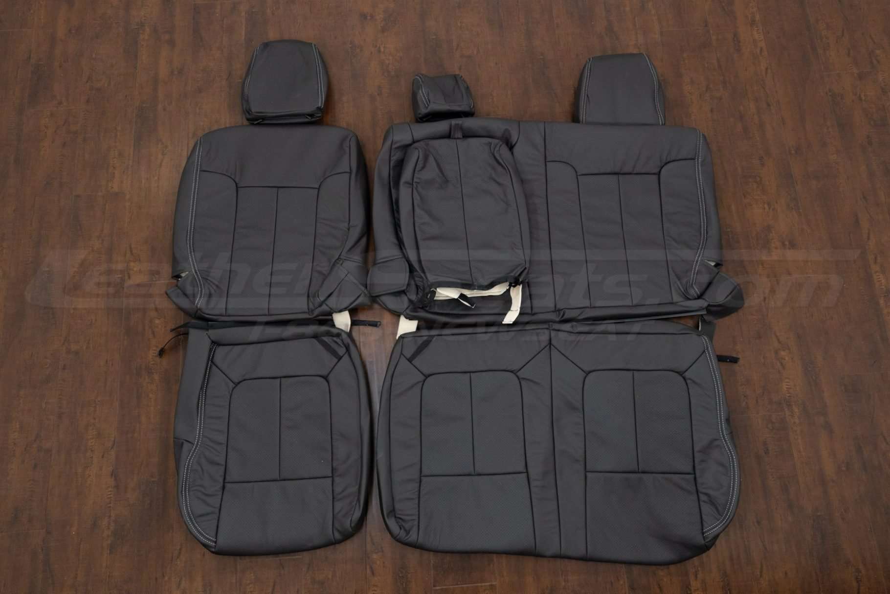Ford F-250 Crew Cab Lariat Leather Upholstery Kit - Dark Graphite - Rear seat upholstery with Armrest