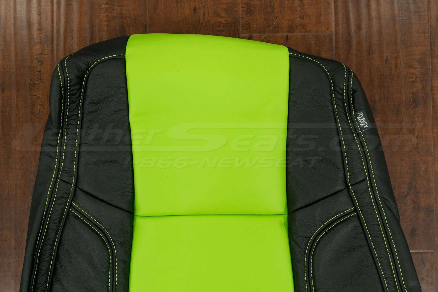 Upper section of two-tone leather headrest