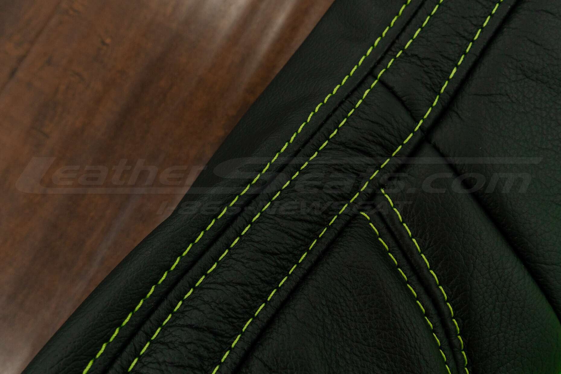 Contrasting stitching in Lime Green