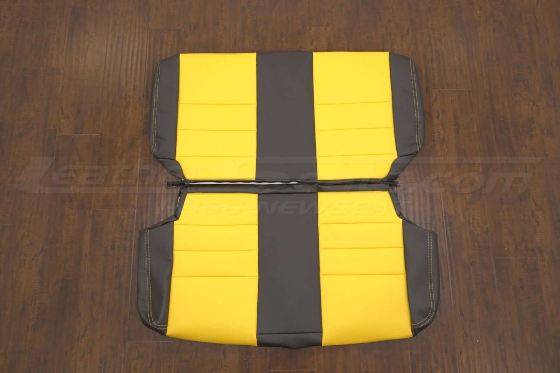 2201 Jeep Wrangler TJ 2 Door Leather Seat Kit - Dark Graphite / Velocity Yellow - Rear seat upholstery