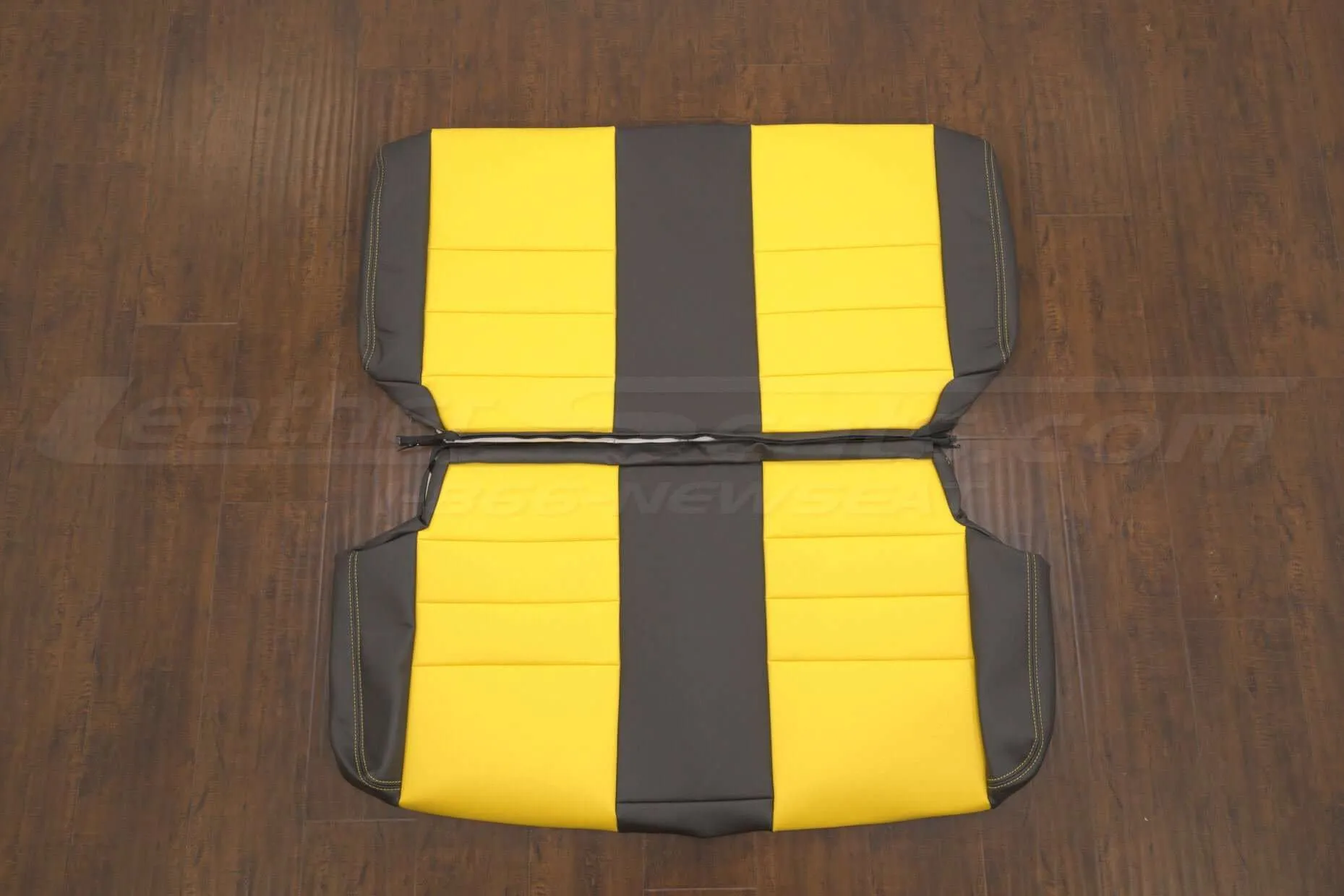 2201 Jeep Wrangler TJ 2 Door Leather Seat Kit - Dark Graphite / Velocity Yellow - Rear seat upholstery