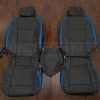 2022 Ford F-250 Crew Cab Leather Interior Kit - Dark Graphite/Cobalt Wings - Front seat upholstery with console lid cover