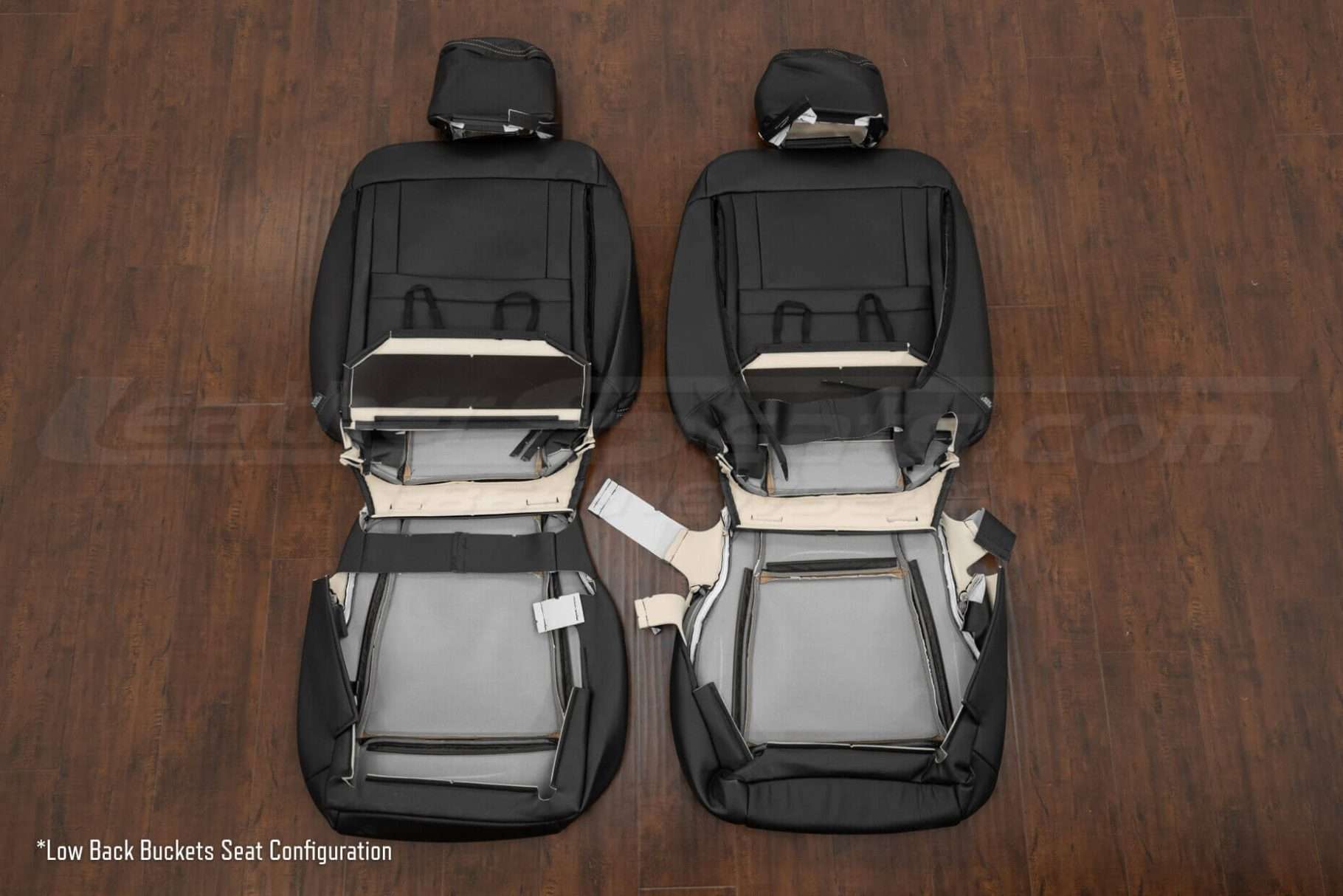 Back view of low back bucket seat configuration